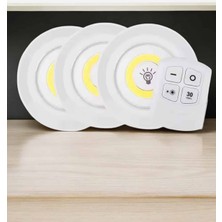 GIGA Spot Lamba LED Işık 3'lü Uzaktan Kumandalı Pilli Yapışkanlı Kablosuz