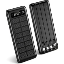 ÇELİKWORK 10000mah Güneş Enerjili 2USB MİKRO Lightning ıPhone Type-c Kablolu Powerbank Taşınabilir Batarya