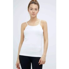 Elite Life Kadın Ip Askılı Iz Yapmaz Uzun Beyaz Atlet 846