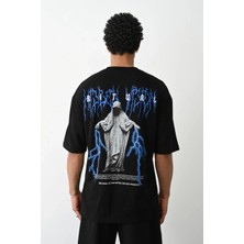 Tarz Yeri Erkek Baskılı Oversize  Kısa Kol T-Shirt - Siyah