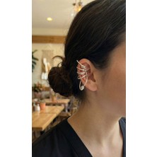 Pirinç Halkalı Model Gümüş Renk Kıkırdak Küpe - Lisinya