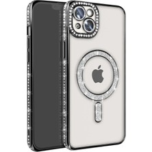 Iphone 14 Kılıf Joke Simli Magneticsafe Kılıf - Siyah