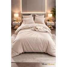 More Home Çift Kişilik Nevresim Takımı Lastikli Çarşaflı Koyu Bej