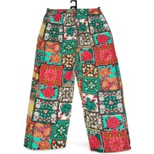 Ithal Viskon Geniş Paça Şık Etnik Otantik Desenli Pantolon - Royaleks - Desen4