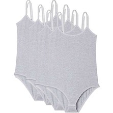 4 Adet Ip Askılı Kadın Çıtçıtlı Body Gri