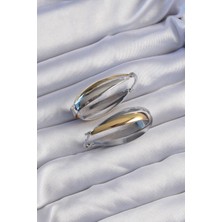 Pirinç Gold Gümüş Renkli Uzun Kıvrımlı Küpe - Lisinya