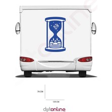 Feyza Design 120X70 cm Mavi Karavan Kum Saati ve Doğa Stickerleri