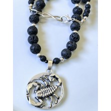 Akrep Burcu Lav Taşı Gümüş Kaplama Kolye – Thinblack® Burç Serisi