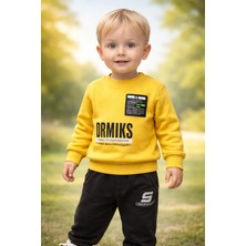 Almira Anne Bebek Çocuklar Için Kışlık Kalın Sarı Sweatshirt Uzun Kollu