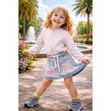 Almira Anne Bebek Kız Çocuk Kot Etek - Yıldız Desenli ve Lastikli Bel Detayı