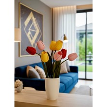 Piccomino Premium Gerçek Dokulu Renkli Lale Aranjmanı - Modern Salon Dekoru