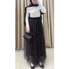 By Esma Eser Desenli Tül Etek - Kahve/haki