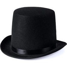 Epilons Yetişkinler Için Siyah Renk Ringmaster Sihirbaz Şapkası Fötr Şapka 15 cm