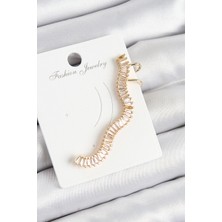 Pirinç Su Yolu Model Gold Renk Sağ Kıkırdak Küpe - Lisinya