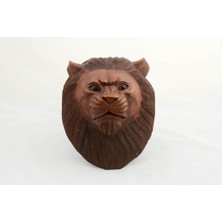 Feyza Design Maun Ağacı El Oymasından Dekoratif Aslan Büstü - Bej