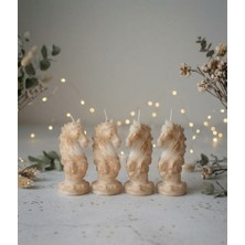 KIKIBELLA Kıkıbella Altın Eskitme Detaylı At Figürlü Dekoratif Mum - El Yapımı Antik Tasarım Satranç Atı Heykel Mum - Şık Ev Hediyesi ve Masa Dekoru