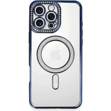 Iphone 16 Kılıf Joke Simli Magneticsafe Kılıf - Lacivert