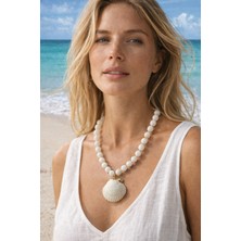 Solare Accessories Mercan Taşlı Gerçek Deniz Kabuklu Doğal Taş Kolye