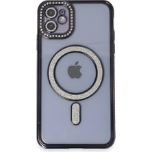 Iphone 11 Kılıf Joke Simli Magneticsafe Kılıf - Siyah