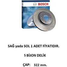 Ön Fren Diski Volvo S60 3 V90 2 S90 2 V60 2 XC40 XC60 2 322MM. 31423724 0986479F90 Bosch 1 Adet