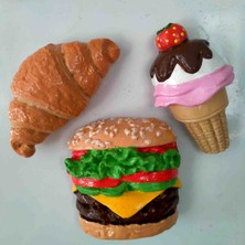 Hamburger Dondurma Kruvasan Magnet Buzdolabı Mıknatısı Dolap Süsü Dekoratif Aksesuar