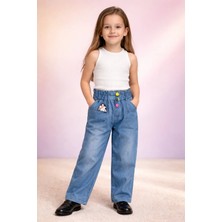 Almira Anne Bebek Kız Çocuk Kot Pantolon Beli Lastikli, Renkli ve Rahat Bedenler