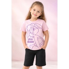 Almira Anne Bebek Kız Çocuk Pembe Tişört Yazlık Günlük Kullanım Renkli Tasarım