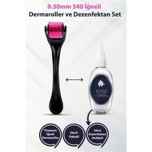 Elamour - Dezenfektan Hediyeli - Titanyum Uçlu 540 Iğneli Derma Roller 0,5 mm Saç Cilt Yüz Vücut Yenileme -