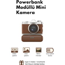 Roseandroses Mini Dijital Kamera Powerbankli Flaşlı Retro Filtre Deri Boyun Askısı 1080P