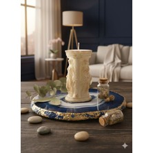 KIKIBELLA Kıkıbella Gold Detaylı Antik Roma Iyon Sütun Lüks Dekoratif Mum - El Işçiliği Sanatsal Mimari Tasarım - Premium Ev Dekorasyon Mumu