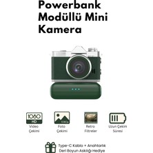 Roseandroses Mini Dijital Kamera Powerbankli Flaşlı Retro Filtre Deri Boyun Askısı 1080P