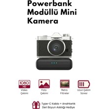 Roseandroses Mini Dijital Kamera Powerbankli Flaşlı Retro Filtre Deri Boyun Askısı 1080P