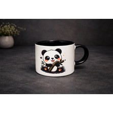 Sevimli Panda Desenli Siyah Içli Kupa – Cute Animal Tasarımlı Kahve Kupası