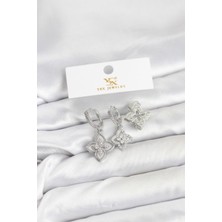 Pirinç Gümüş Renk Yonca Model Ysx Trio Küpe Seti - Lisinya