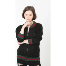 Meğdaix Tam Fermuarlı Triko Hırka - Siyah