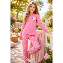 Almira Anne Bebek Kız Çocuk Uzun Kollu Pamuklu Pijama Takımı Kalp Desenli
