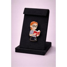 Mdm Style Öğretmen Figürlü Gold Renk Kitap Temalı Broş