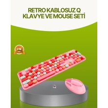 Marsilyan Bluetooth Retro Kablosuz Klavye ve Mouse Seti – 3 Cihaz Bağlantılı, Sessiz Tuş, Uzun Pil Ömrü