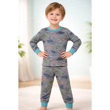 Almira Anne Bebek Yazlık Erkek Çocuk Pijama Takımı Dino Baskılı Rahat Kesim