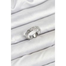 Pirinç Gümüş Renk Zirkon Taşlı Sırım Kadın Yüzük - Lisinya