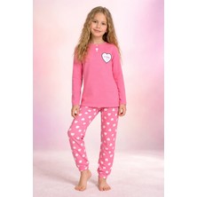 Almira Anne Bebek Kız Çocuk Pamuklu Pijama Takımı Uzun Kollu Kalp Baskı Seçenekleri