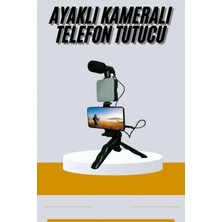 Marsilyan Tripod Telefon Tutucu Kumandalı Mikrofon LED Işık Vlog Video Kayıt