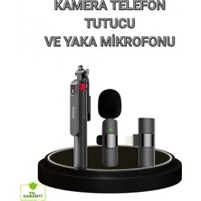 Marsilyan Vlog ve Canlı Yayın Için Çift Yaka Mikrofonu ve Tripodlu Selfie Çubuğu Seti