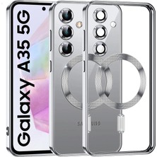 Teknomoda Samsung Galaxy A35 Kılıf Kamera Lens Korumalı Renkli Magsafe Şeffaf Silikon Gümüş