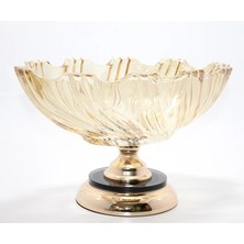 Karahanbey Lüks Ayaklı Kristal Cam Gondol Sunumluk Gold Detaylı