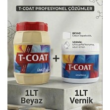 T-Coat Yeni Nesil Dönüşüm Boyası (1lt Beyaz+1lt Vernik)Ahşap-Cam-Plastik-Duvar-Fayans-Dolap