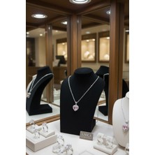 Anka Mücevherat 925 Ayar Gümüş Kalp Kadın Kolye (Pudra)