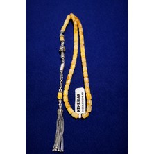 Benko Kehribar Tesbih Kapsül Kesim 13,2gr Taş Çapı:4,7x6,6 Mm,tam BOY:34CM Orjinal Gümüş.