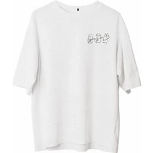 Tarz Yeri Erkek Baskılı T-Shirt Kısa Kol Bisiklet Yaka Regular Fit Rahat Kalıp Günlük Tişört - Beyaz