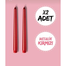 Astraled Şamdan Mumu, Yılbaşı, Kına, Parti, Doğum Günü, Bekarlığa Veda - "metalik Kırmızı", 2 Adet